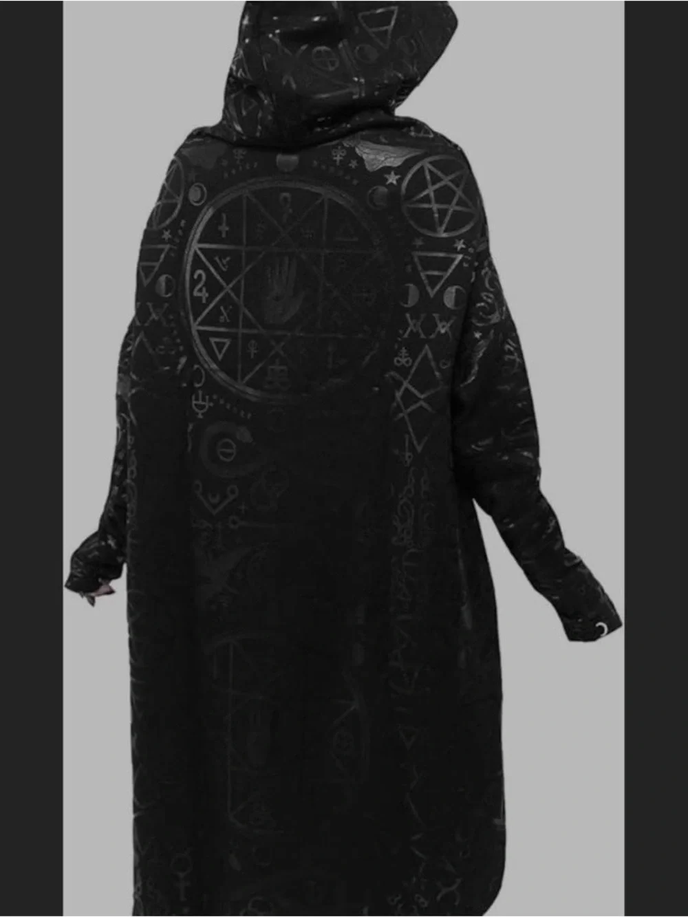 Killstar Black Matte & Gloss Occult Hooded Tunic - Picture 2 of 9